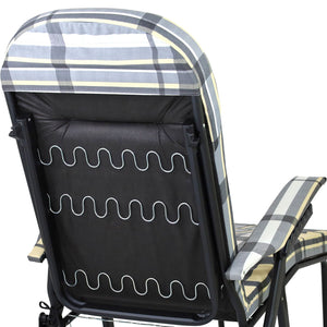 Marvin Poltrona Sdraio da Giardino con Poggiapiedi Barbara Sdraio Reclinabile Regolabile  Cuscino GRIGIO/AVORIO SCOZZESE