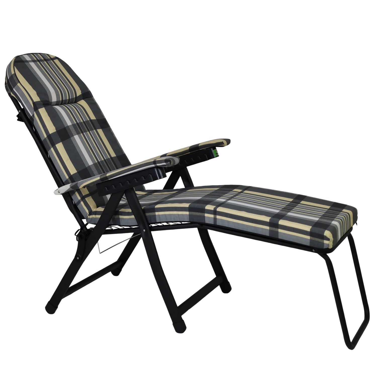 Marvin Poltrona Sdraio da Giardino con Poggiapiedi Barbara Sdraio Reclinabile Regolabile  Cuscino GRIGIO/AVORIO SCOZZESE