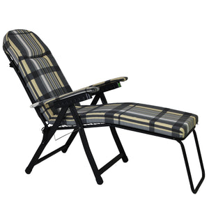 Marvin Poltrona Sdraio da Giardino con Poggiapiedi Barbara Sdraio Reclinabile Regolabile  Cuscino GRIGIO/AVORIO SCOZZESE