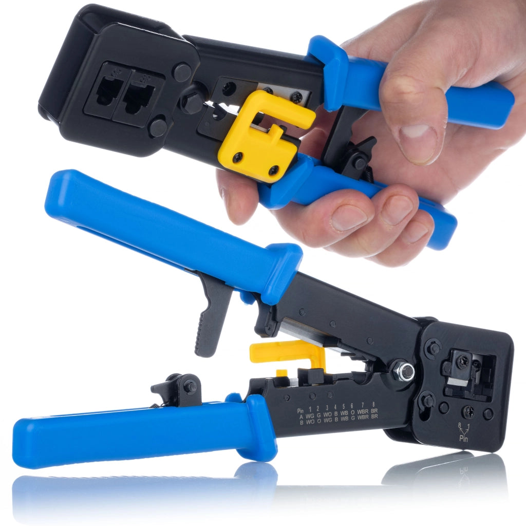 Zaciskatrice Passante per RJ45/RJ12/RJ11 – Rosfix | Design Ergonomico, Materiale ABS, Lunghezza 240 mm