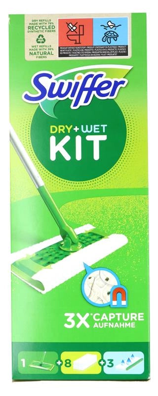 SWIFFER DRY STARTER KIT+ 8 PANNI ASCIUTTO + 3 PANNI WET