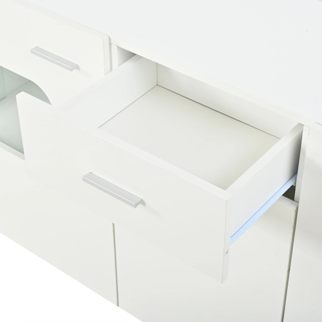 Sideboard 140x33x70 cm con luci LED in MDF bianco