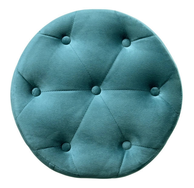 Pouf in velluto capitonnÃ© verde petrolio, poggiapiedi - Honey - PO26HO