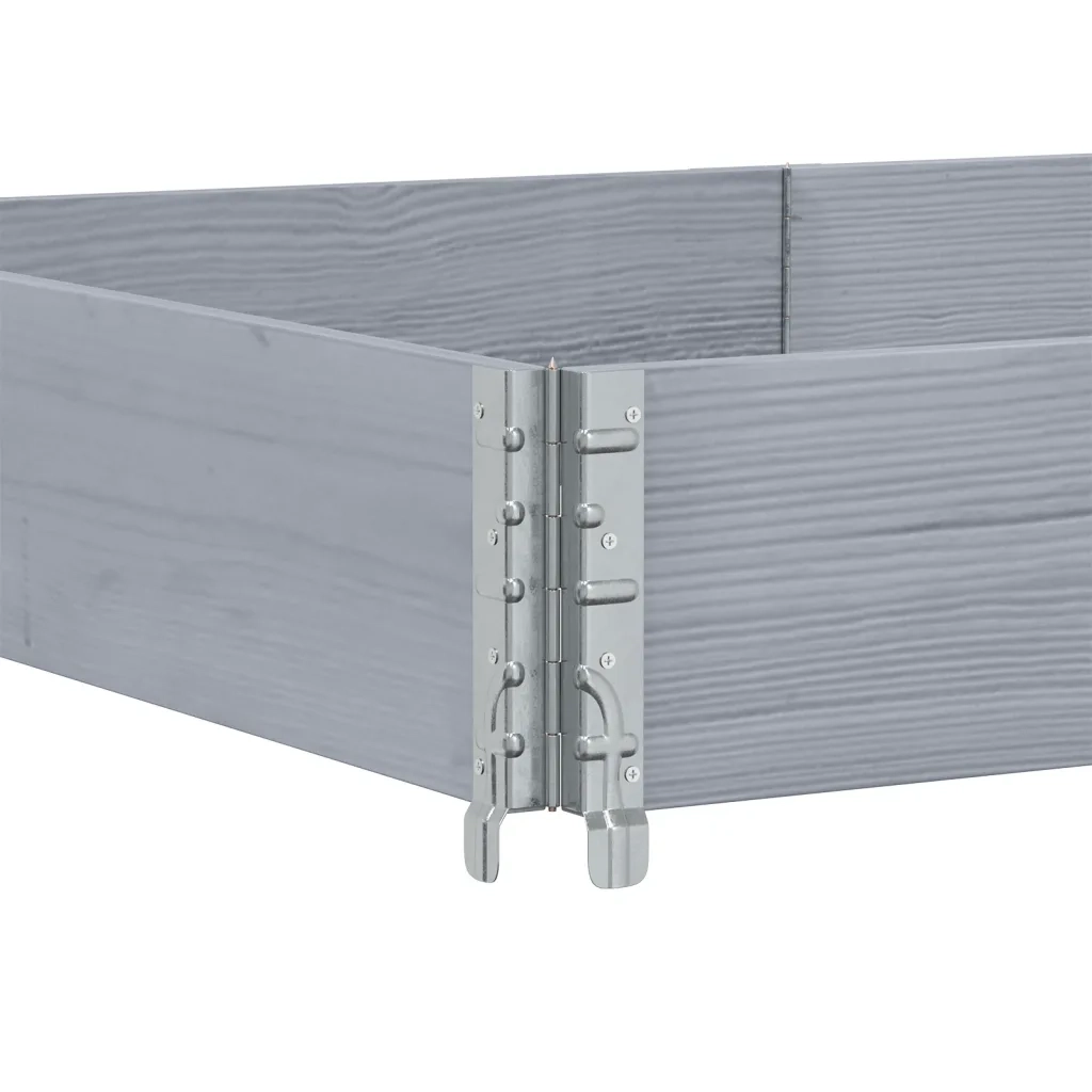 Paretali per Pallet 3pz Grigi 150x100cm Legno Massello di Pino