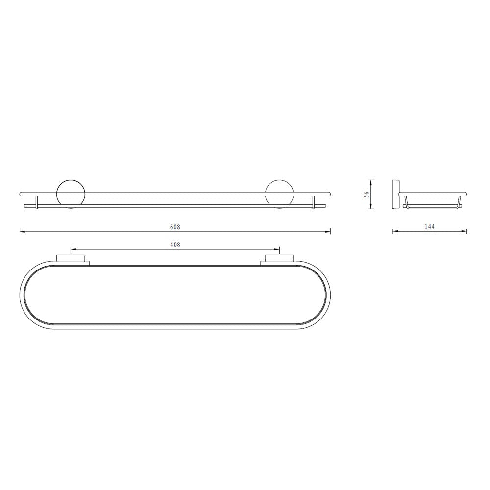 Mensola serie wire in vetro satinato - fissaggio ad incollo o con viti