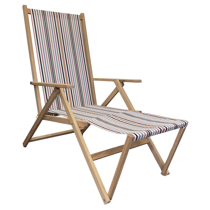 Sedia a Sdraio Relax in Legno Tela Reclinabile Pieghevole Richiudibile Salvaspazio Prendisole Portatile Braccioli Poggia