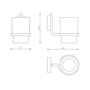 Bicchiere porta spazzolini serie wire - fissaggio ad incollo o con viti