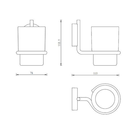Bicchiere porta spazzolini serie wire - fissaggio ad incollo o con viti