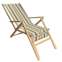 Sedia a Sdraio Relax in Legno Tela Reclinabile Pieghevole Richiudibile Salvaspazio Prendisole Portatile Braccioli Poggia