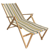 Sedia a Sdraio Relax in Legno Tela Reclinabile Pieghevole Richiudibile Salvaspazio Prendisole Portatile Braccioli Poggia