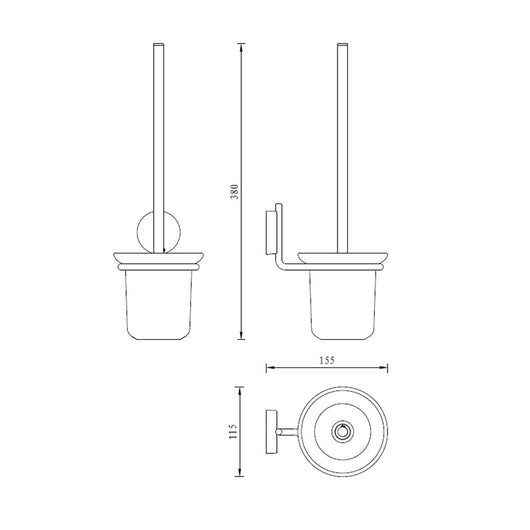 Porta scopino wc serie wire a muro - fissaggio ad incollo o con viti