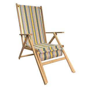 Sedia a Sdraio Relax in Legno Tela Reclinabile Pieghevole Richiudibile Salvaspazio Prendisole Portatile Braccioli Poggia