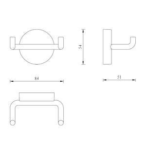 Porta abito serie wire con due ganci d'appoggio - fissaggio ad incollo o con viti