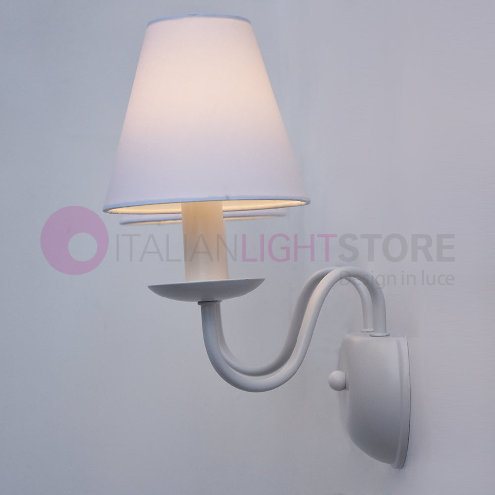 AFRODITE Applique Candelabro Rustico Bianco 2 Luci con Paralumi bianchi