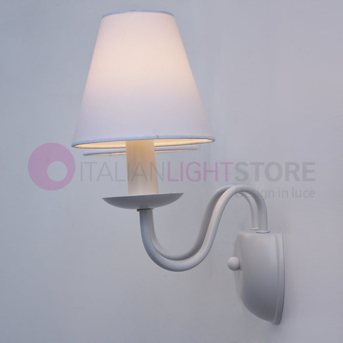AFRODITE Applique Candelabro Rustico Bianco 2 Luci con Paralumi bianchi