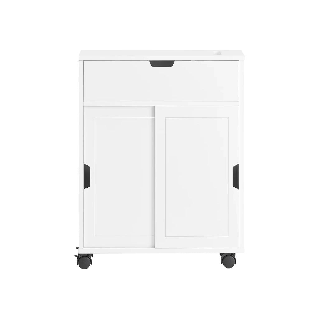 Carrellino salvaspazio Portarotolo e Portascopino con ruote bianco L17*P52*A67 cm BZR31-W