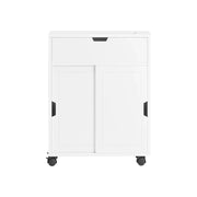 Carrellino salvaspazio Portarotolo e Portascopino con ruote bianco L17*P52*A67 cm BZR31-W