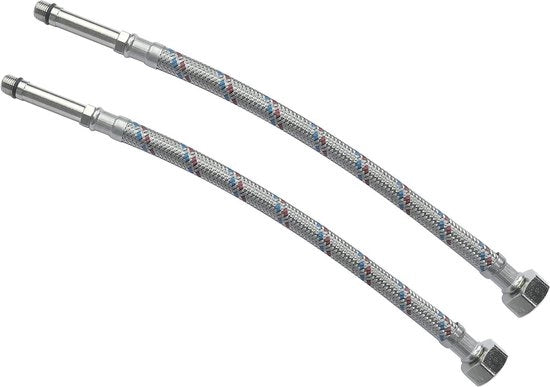 Set di connettori flessibili 1/2 pollice femmina a M10 maschio - lunghezza 300mm - set di 2 pezzi - estensione 5cm - tubo di alimentazione sanitario.