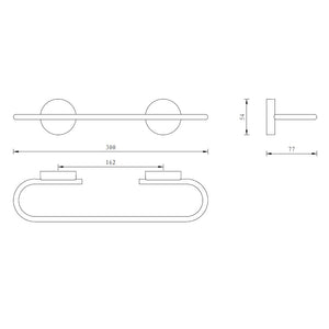 Porta salviette serie wire 30cm - fissaggio ad incollo o con viti