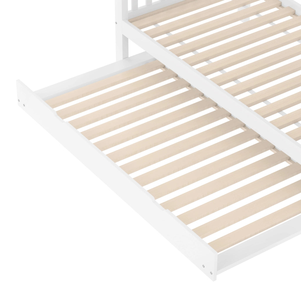 Letto a castello 90x200 cm con letto estraibile e scala con scaffali