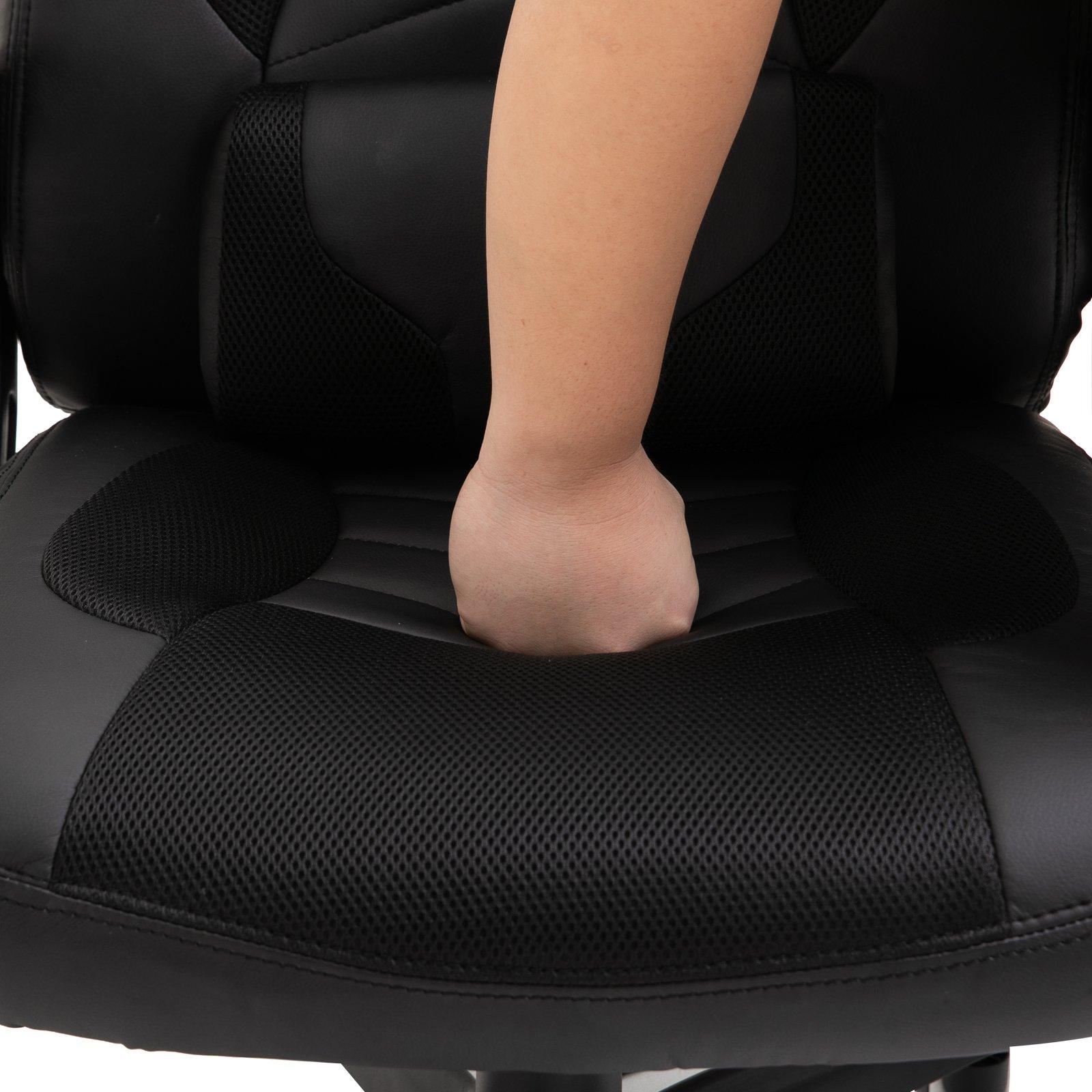 Sedia da Gaming Ergonomica Massaggiante Riscaldante in Similpelle  Nera