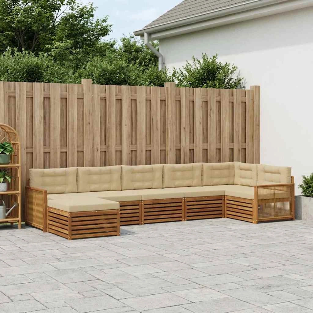Set di divani da esterno 7 pz Naturale e Beige 3383631