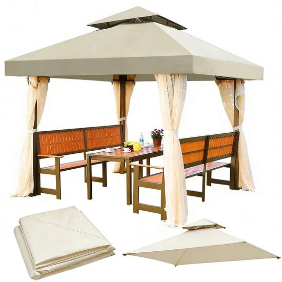 Pavilioio per giardino - 3x3 metri - 2 strati - Copertura tetto - Ombrellone solare