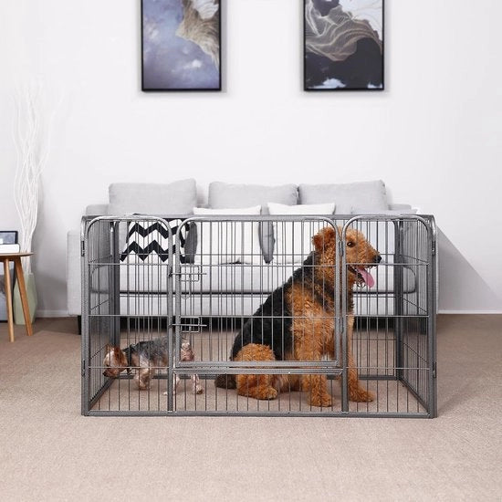 Recinzione esterna per animali domestici, recintazione per cani, 122 x 80 x 70 cm, grigio