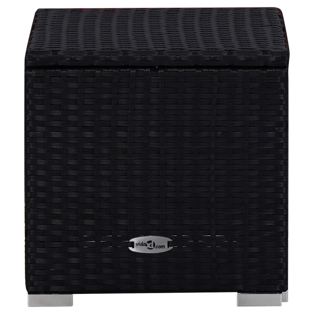 Lettino Prendisole con Cuscino e Tavolino in Polyrattan Rosso cod mxl 23068