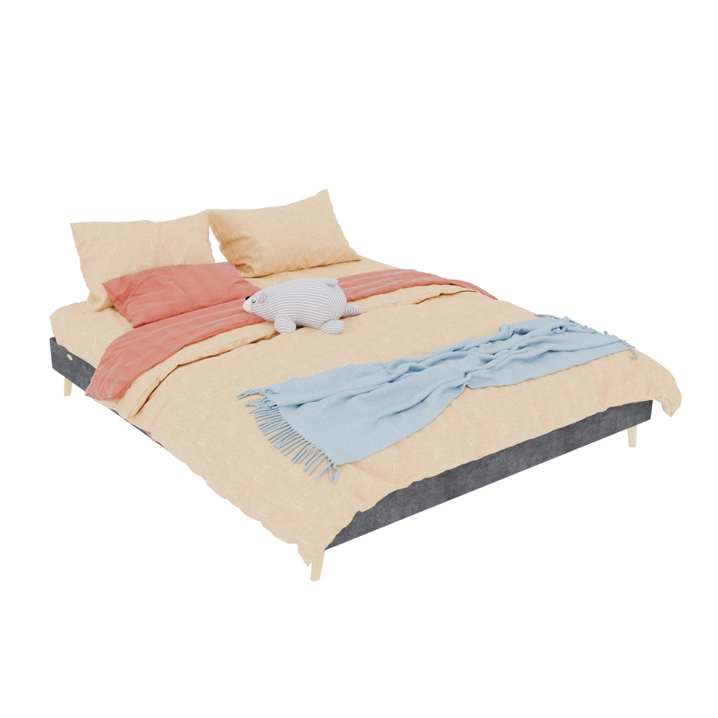 LETTO Moderno 160x200 cm Grigio in Tessuto e Metallo