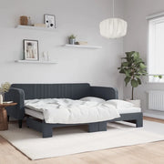 Divano Letto con Letto Estraibile Grigio Scuro 90x190cm Velluto