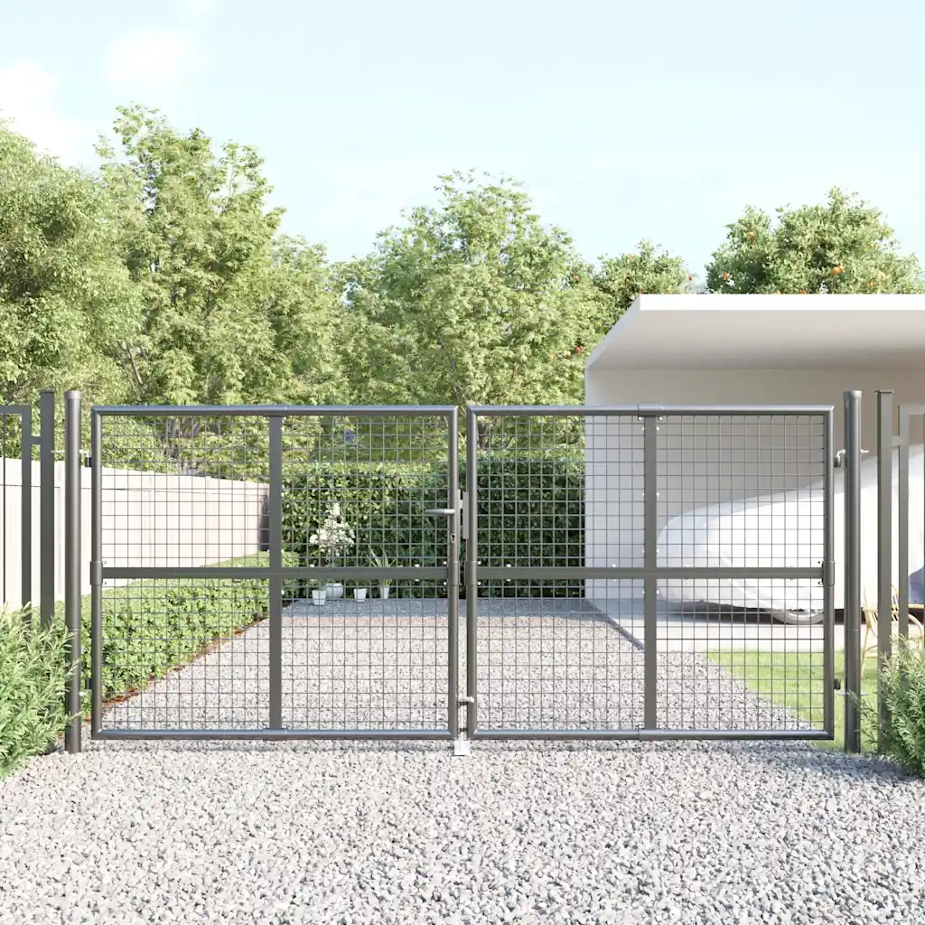 Cancello da Giardino Rete Antracite 300x175 cm Acciaio Zincatocod mxl 82400