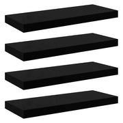 4 pz Scaffali a Parete | Ripiano a parete | Mensole a Parete Nero Lucido 60x23,5x3,8 cm in MDF
