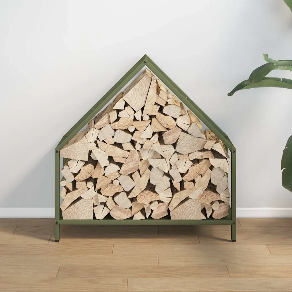 Rastrelliera per Legna da Ardere Verde Oliva 60x25x60 cm CFW2375280
