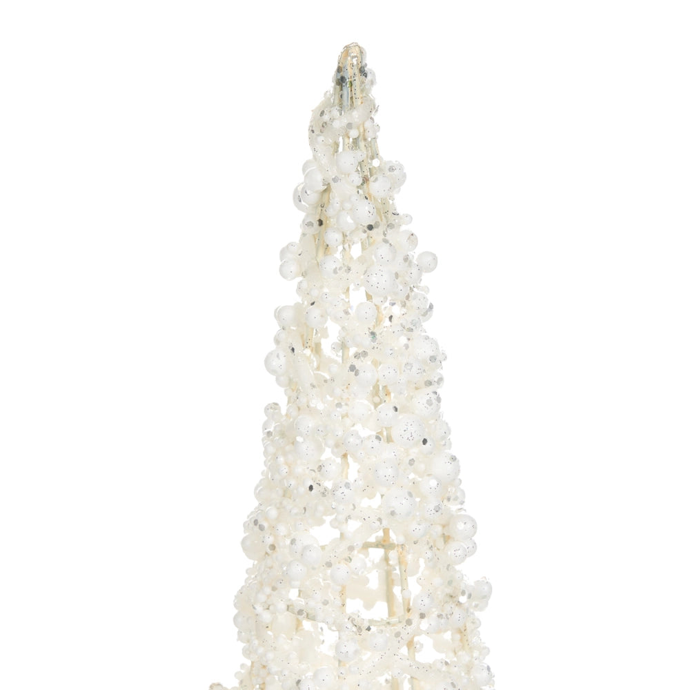 Set di 3 alberi di Natale decorativi Figurine in filo di metallo bianco Decorazione festiva