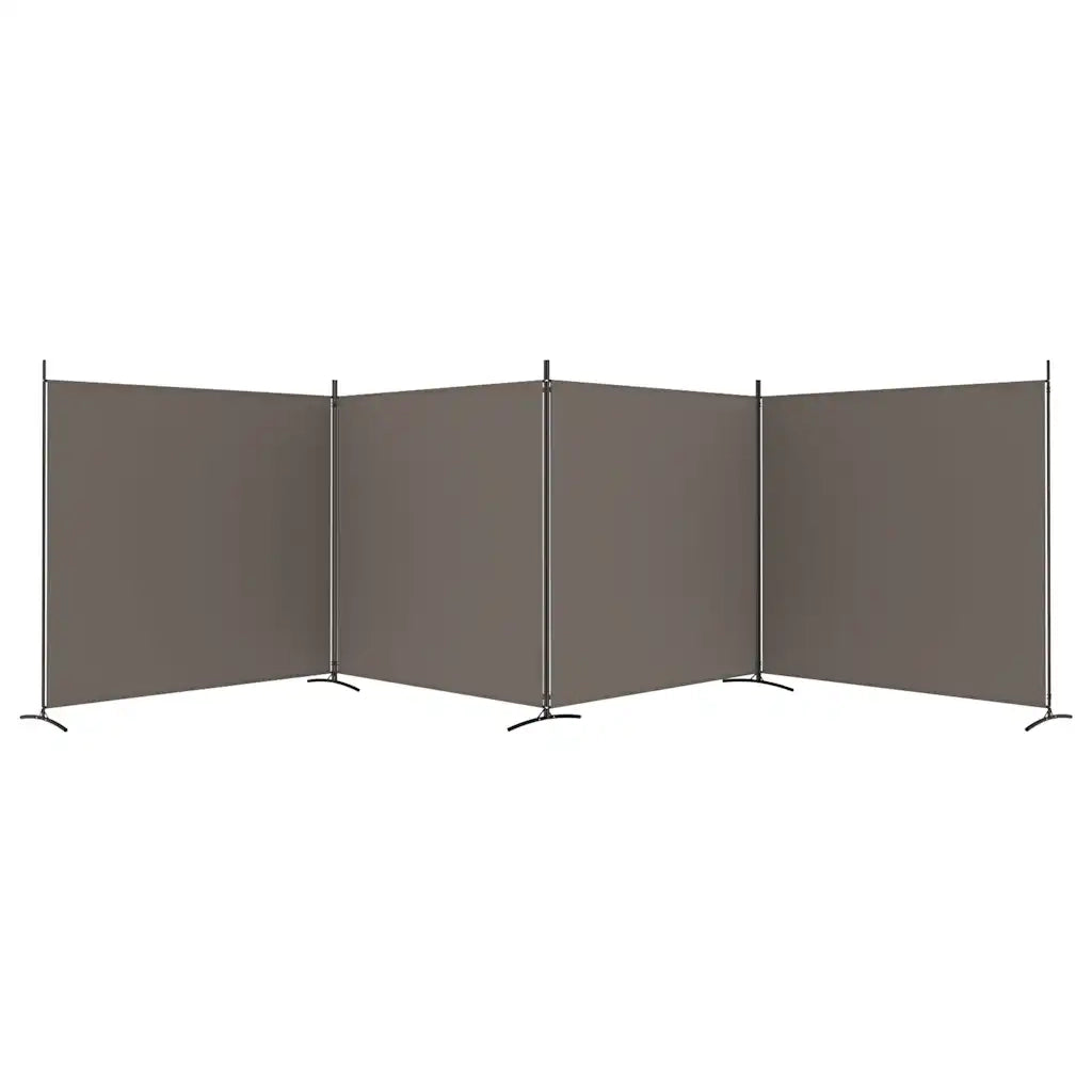 Divisorio Ambienti | Divider per stanze | Paravento a 4 Pannelli Antracite 698x180 cm Tessuto