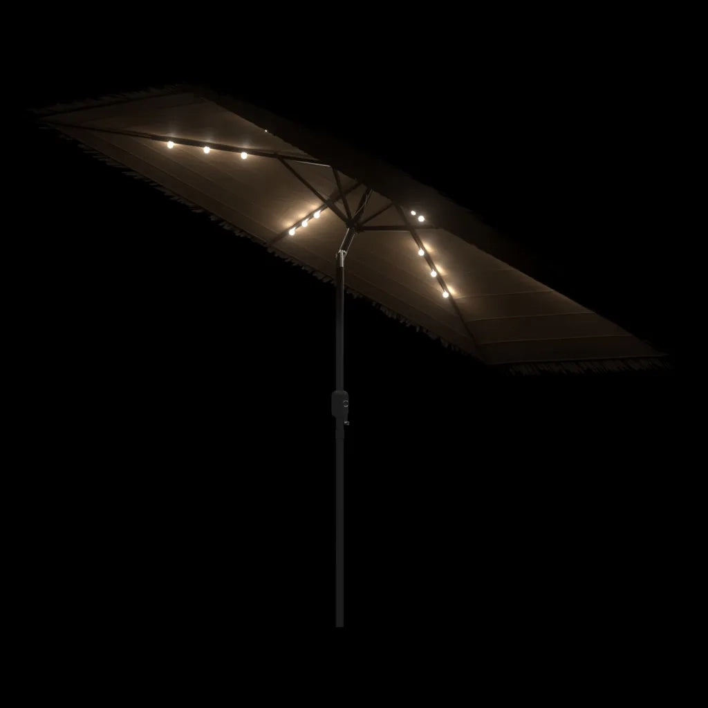 Ombrellone Giardino LED-Ombrello da Balcone e Palo in Acciaio Marrone 300x200x250cm