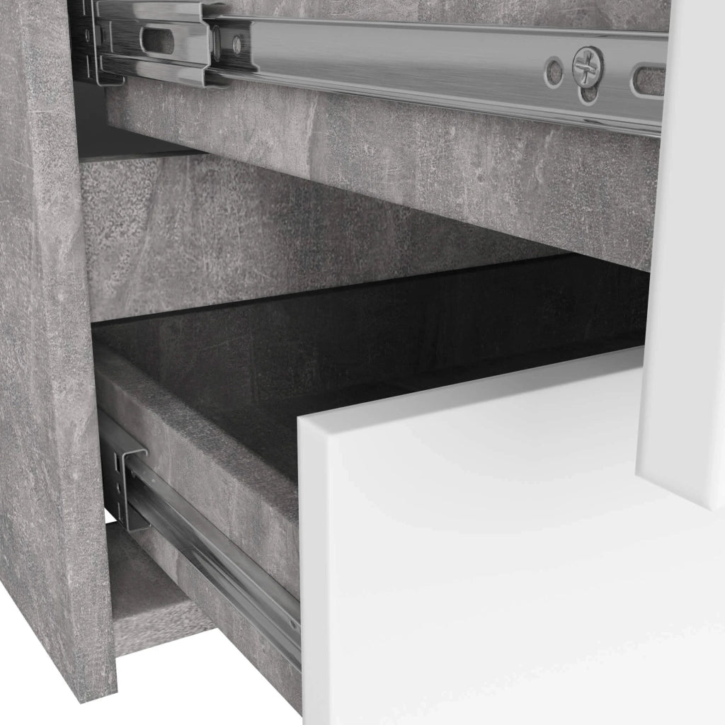 Cassettiera CL100 compatta AKORD Cemento 100 cm 6 cassetti inserto frontale Bianco 100x35x57 cm