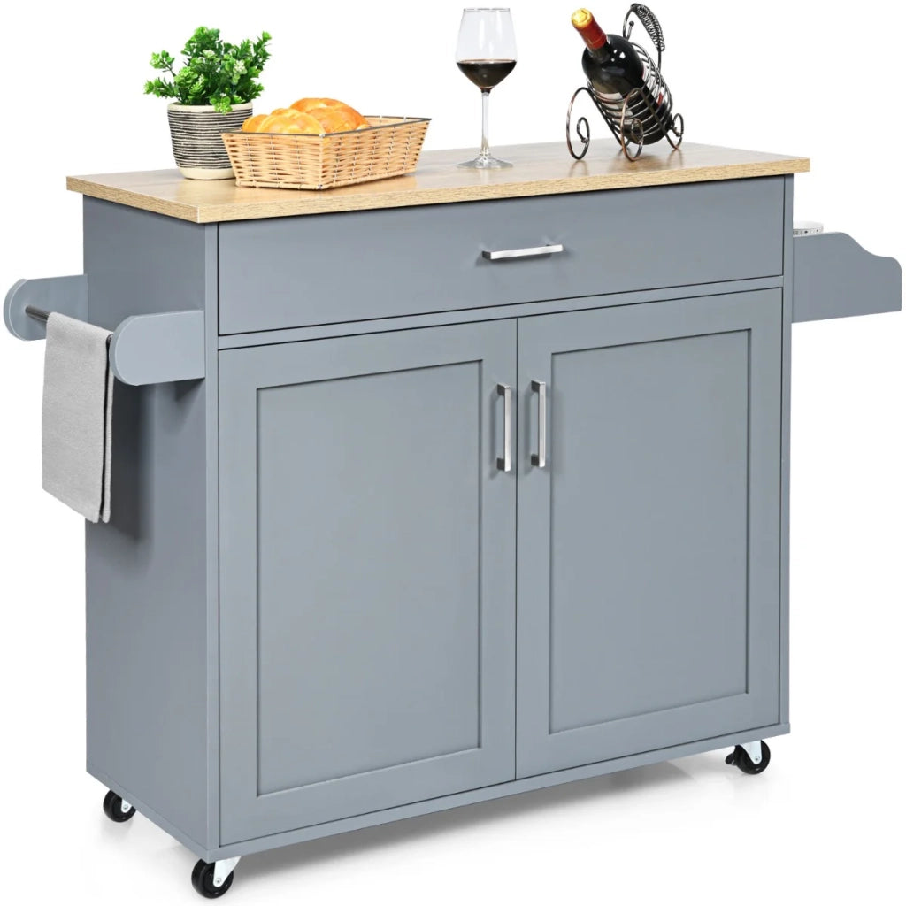 Carrello da cucina con ruote 116 x 40 x 85 cm grande capacità pratico contenitore stile moderno MDF grigio 20_0019553