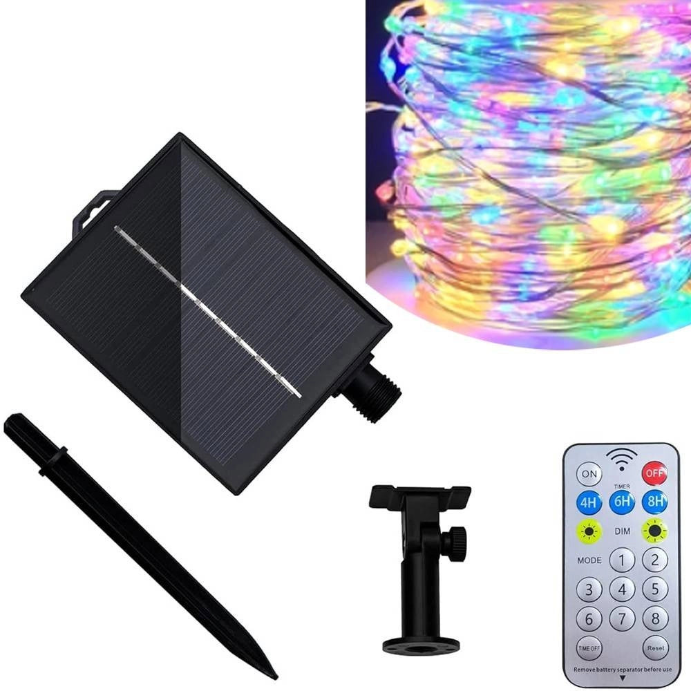 Trade Shop - Catena Luminosa Microled Da 30mt 300led Con Pannello Solare Ricaricabile Esterno -