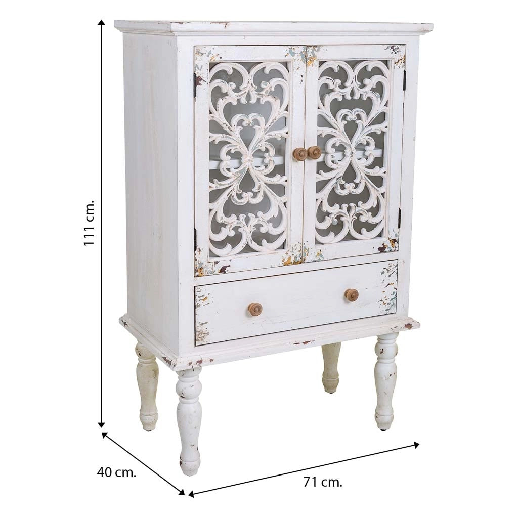 Vetrina in legno bianco 71x40x111h