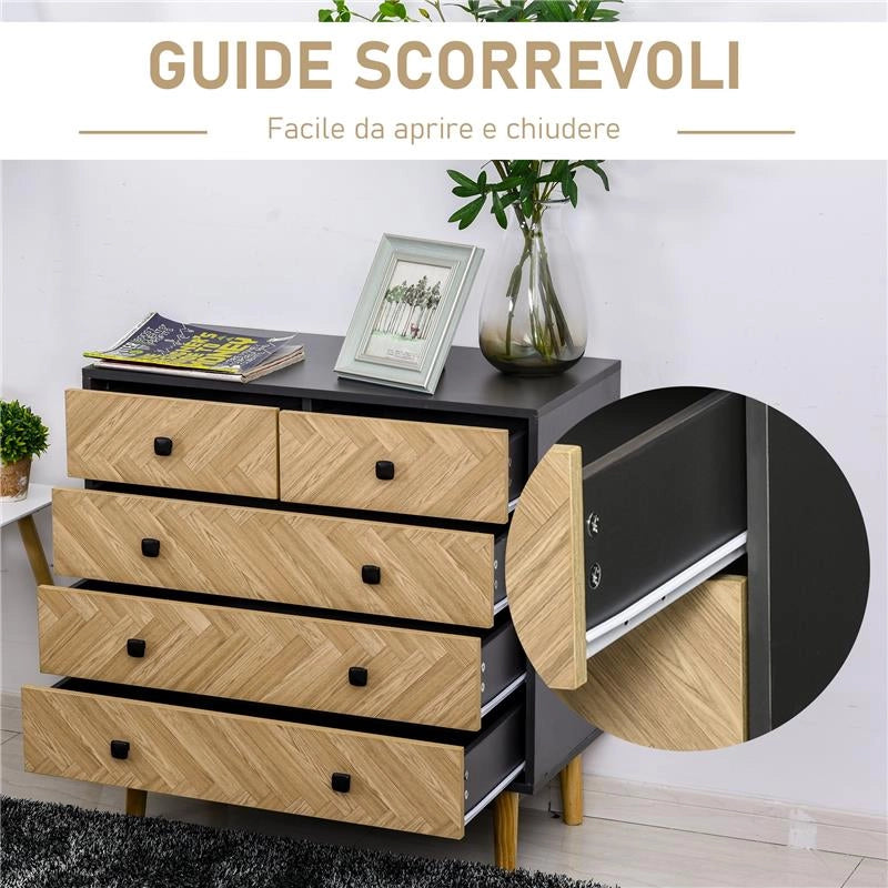 CASSETTIERA PER CAMERA DA LETTO IN LEGNO STILE VINTAGE INDUSTRIALE