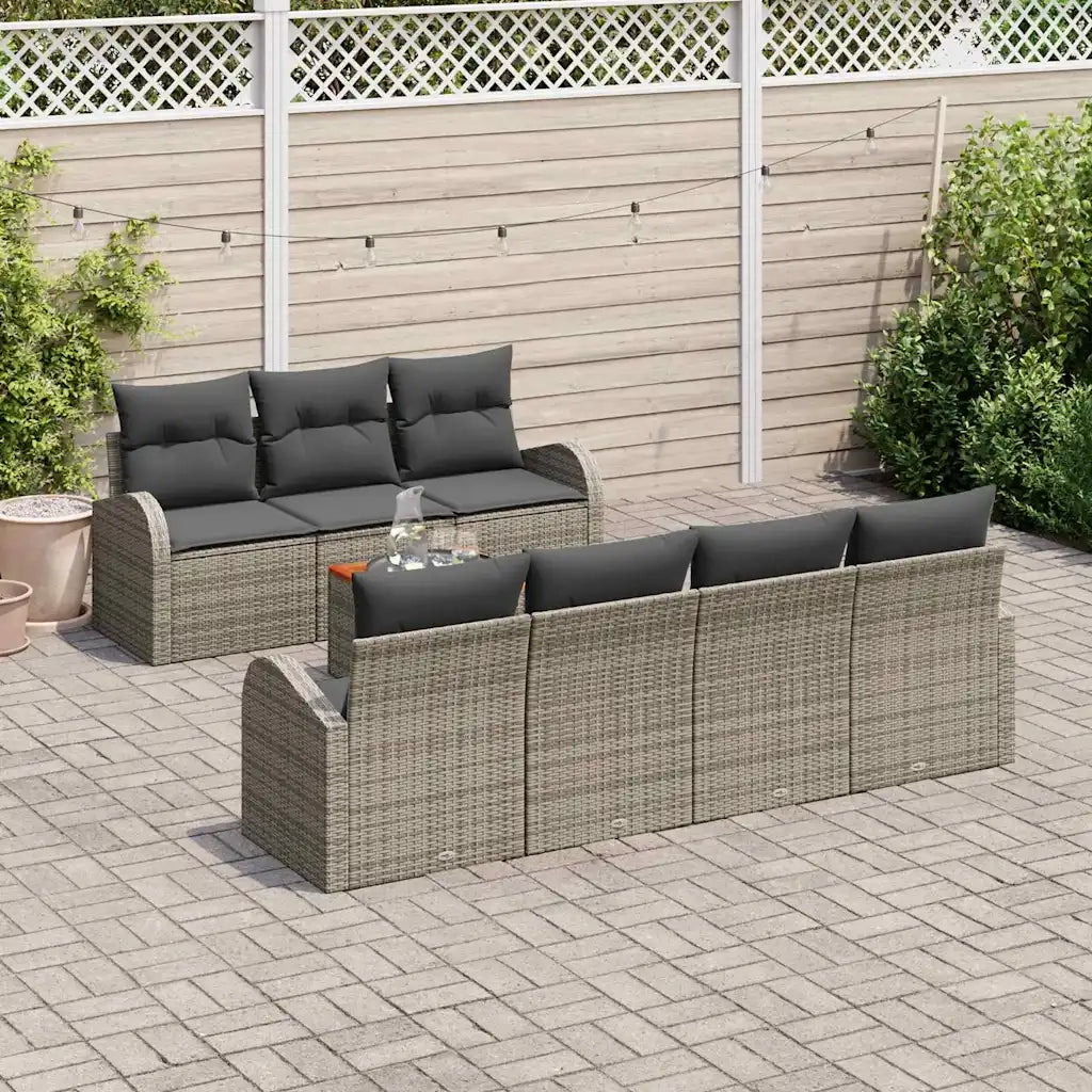 Set Divano da Giardino 8 pcs Grigio polyrattan 3356207
