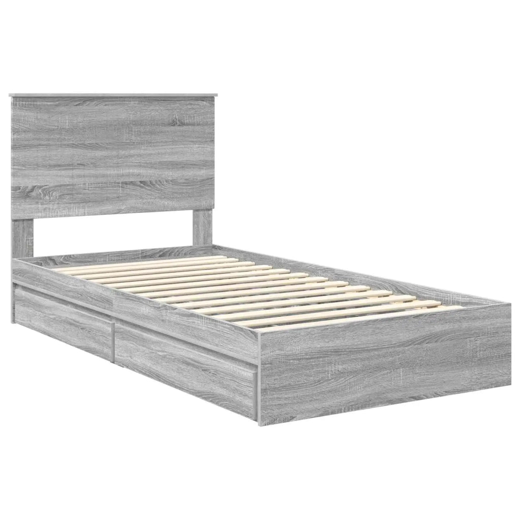 Letto con Contenitore con testiera Grigio Sonoma 100 x 200 cm