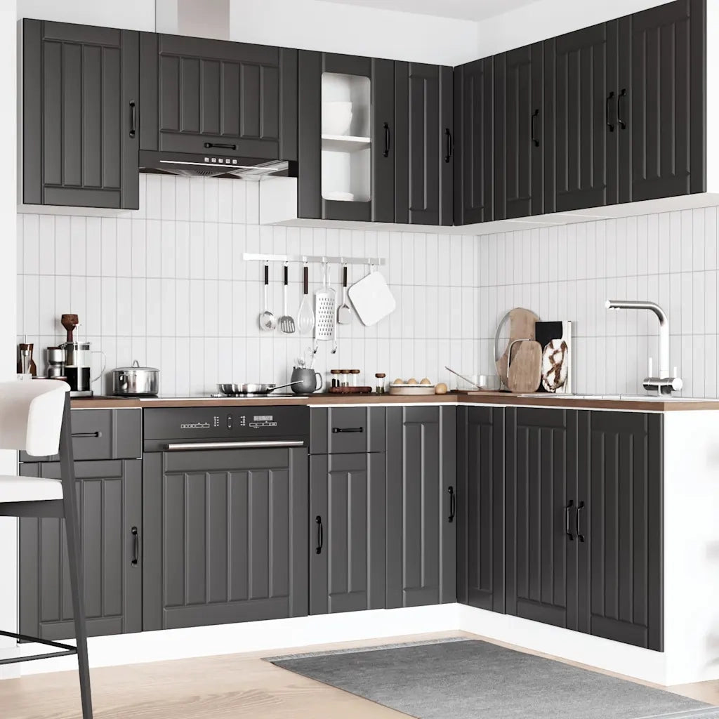 Set Mobili da Cucina 11 pz Kalmar Neri Legno Multistrato
