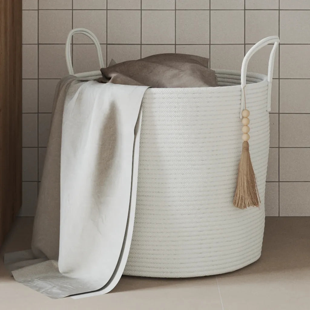 Cestino Portaoggetti Bianco ?40x35 cm in Cotone CFW7227652