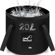 Contenitore di raccolta rifiuti pieghevole 20L impermeabile - campeggio pesca festa giardino - nero Contenitore di raccolta rifiuti pieghevole