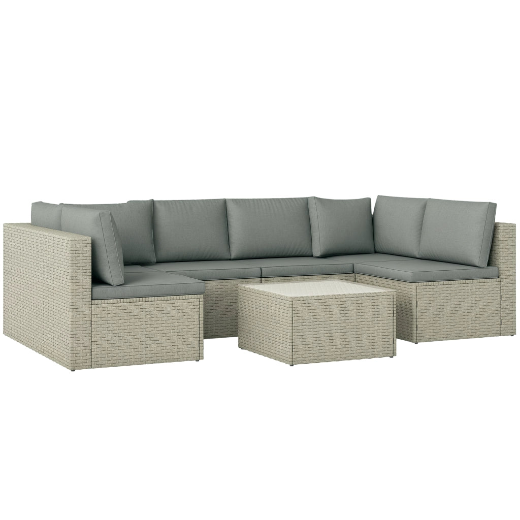 Set da giardino modulabile 6 persone ¨C zephmum ¨C polyrattan marrone con vetro