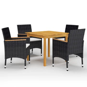 Set Mobili da Pranzo per Giardino 5 pz Nero cod mxl 41452