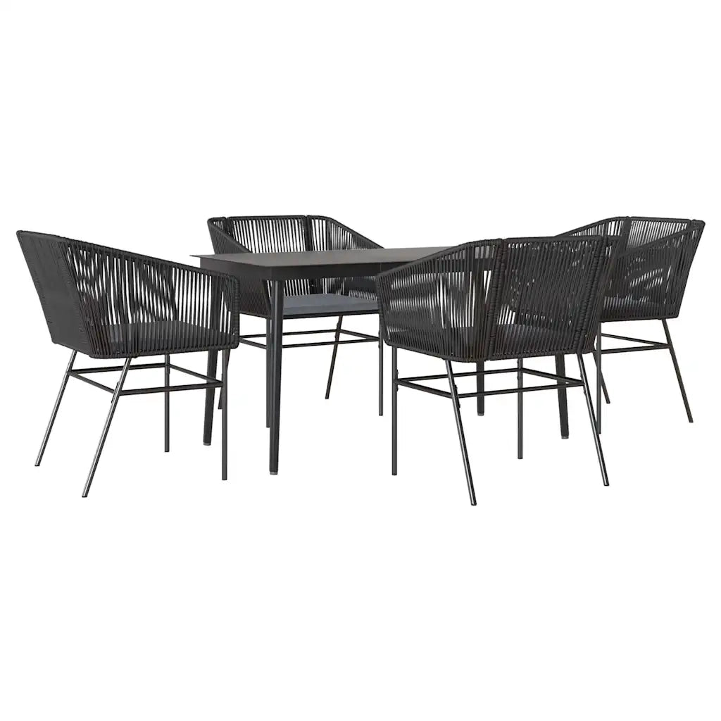 Set da Pranzo da Giardino con Cuscini 5 pz Polyrattan Vetro